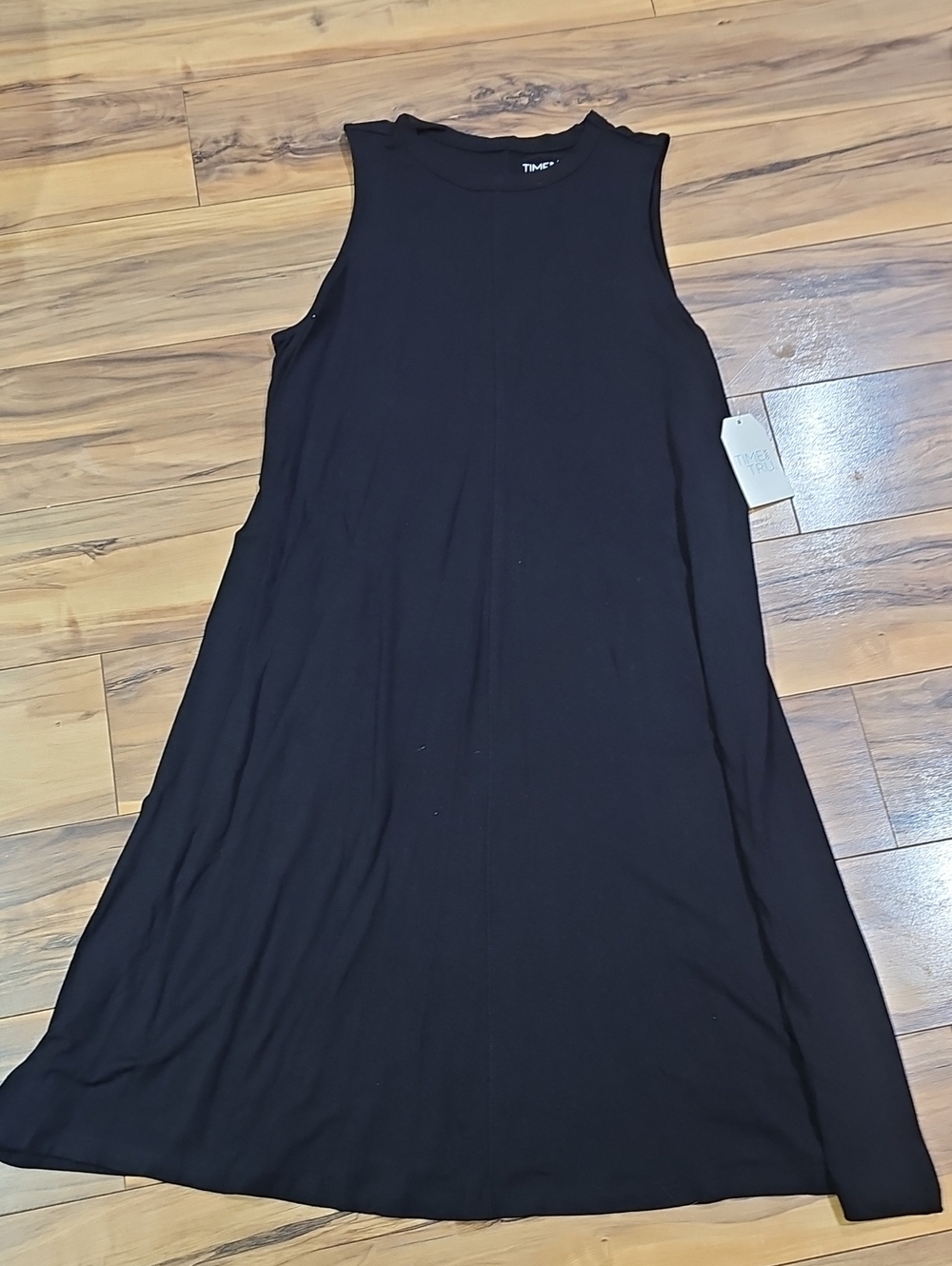 Time And Tru Women's Medium Sleeveless Black Midi A-Line Dress New With Tags
